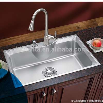 30 inches modern style rectangular inox single large bowl kitchen sink