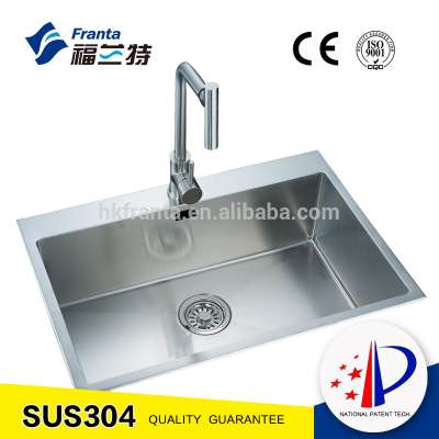 custom size stainless steel handmade single big bowl sink