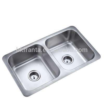 20 gauge Rectangular undermount stainless steel double bowl sink