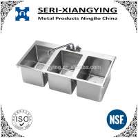 NSF Approval High Quality Stainless Steel Three Tubs Drop In Kitchen Sink Ningbo China OEM Factory Price